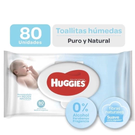 Huggies Toallas Húmedas Puro Y Natural (80 Unidades)