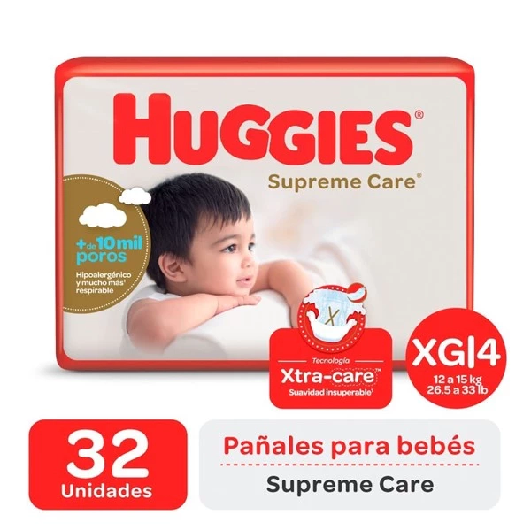 Huggies Pañales Supreme Care Xg - 32 Unidades