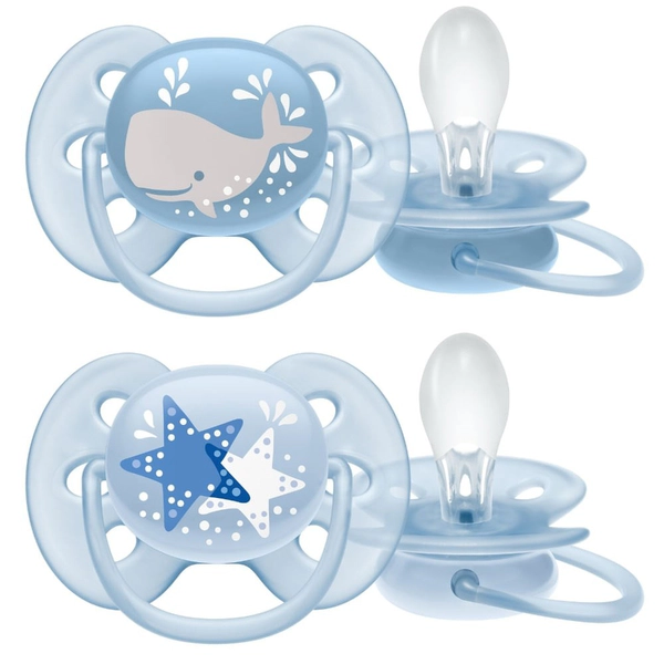 Chupetes Avent Azul Ultra Soft 6 - 18 meses x 2 un