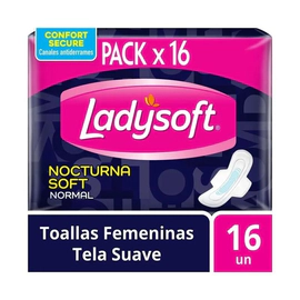 Ladysoft Toallita Femenina Nocturna Normal Con Alas (16 Unidades)