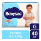 Babysec Pañales Descartables Ultra Soft Grande 40 Unidades Talle g