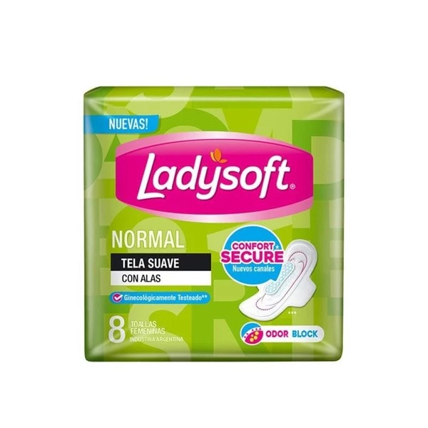 Ladysoft Toallitas Femeninas Normal Suave Aloe Con Alas