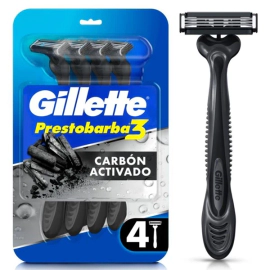 Máquina de Afeitar Gillette Prestobarba 3 Carbono| x 4 un