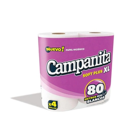 Papel higiénico Campanita XL soft 80 mts x 4 uni