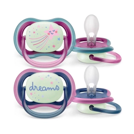 Avent Chupete Ultra Air Deco Nightime 06 -m Morado x 2