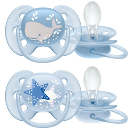Chupetes Avent Azul Ultra Soft 6 - 18 meses x 2 un