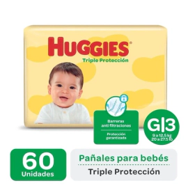 Huggies Pañales Triple Protección Talle g (60 Unidades)
