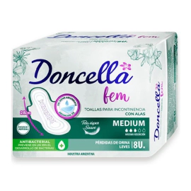 Doncella Toallitas Con Alas Para Incontinencia Moderada (8 Unidades)