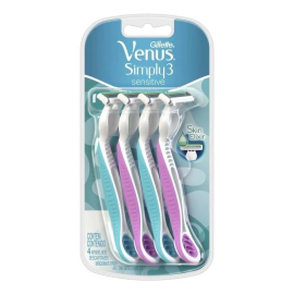 Gillette Máquinas de Afeitar Venus 3 simply Sensitive x 4 Uds
