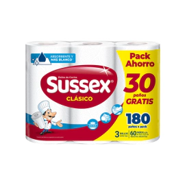 Rollo de Cocina Sussex Clásico 3 rollos x 60 paños