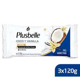Plusbelle Jabon Coco Y Vainilla 120 gr (3 Unidades)