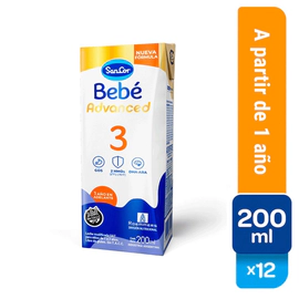 Sancor Bebe Fórmula Láctea Advanced 3 (12 Unidades de 200 ml C/U)