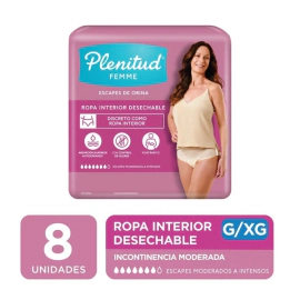 Ropa Interior Para Incontinencia Plenitud Femme Talle G/XG - 8 Unidades