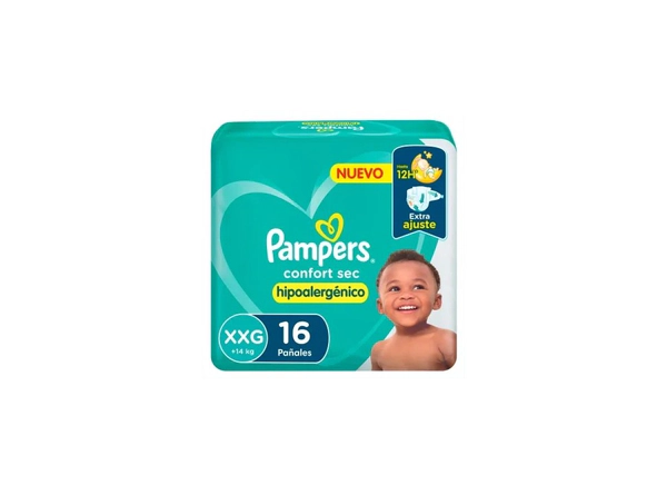 Pañales Pampers Confort Sec Mega Xxg X16Un