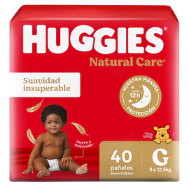 Pañales Huggies Natural Care - Talle G - 40 Unidades