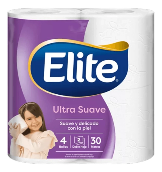 Elite Papel Higiénico Ultra Suave Doble Hoja 4 rollos x 30 mts