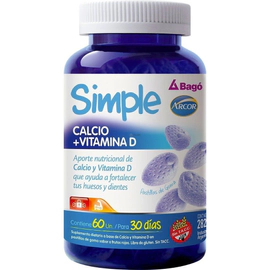 Simple Suplemento Dietario Calcio Y Vitamina D (60 Pastillas de Goma)