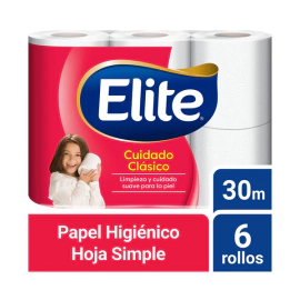 Papel Higienico Elite Cuidado Clásico 6 rollos x 30 mts
