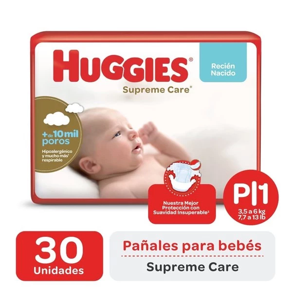 Huggies Pañales Supreme Care Talle P (30 Unidades)