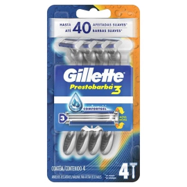 Máquinas de Afeitar Gillette Prestobarba3 Desechables x 4 un
