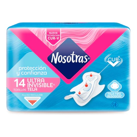 Toallitas Femeninas Nosotras Cur-V Ultra Invisible 14 Unidades