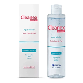 Cleanex Agua Micelar 3 en 1 desmaquilla Limpia Hidrata 200 ml Panalab