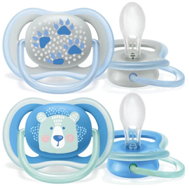 Chupetes Avent Ultra Air Deco Gris Y Azul 6-18 m x 2 un