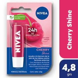 Nivea Protector Labial Humectante Cherry Shine Para Todo Tipo de Piel 4.8 Grs