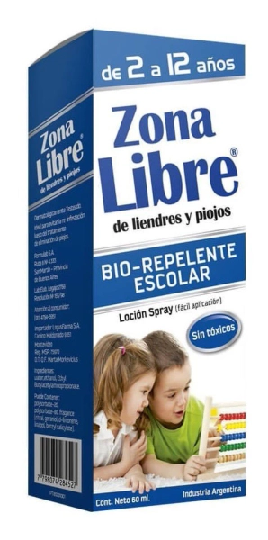 Zona Libre Bio Repelente Liendres Y Piojos Loción Spray 60 ml