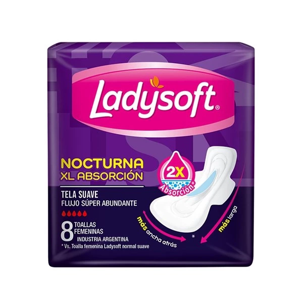Ladysoft Toalla Nocturna xl Absorcion Nocturna x 8 Unidades