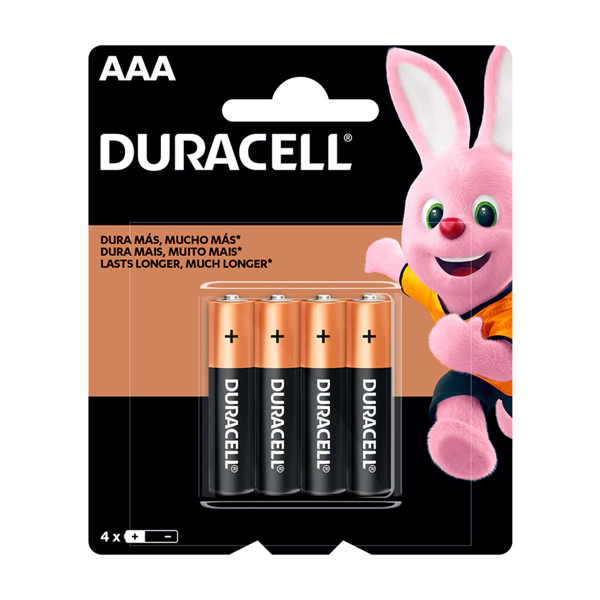 Pilas Alcalinas Duracell AAA Blister de 4 Unidades