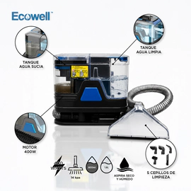 Aspiradora Limpia Tapizados Ecowell 400 Watts Seco / Liquidos + Accesorios