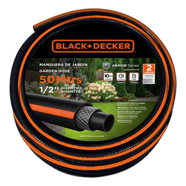 Manguera Riego Black + Decker 1/2 50m Reforzada Pvc Virgen Negro/naranja