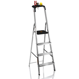 Escalera Black + Decker 4 Escalones C/ PortaHerramientas 150 Kg Reforzada Tijera