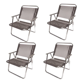 Combo Reposera X4 De Aluminio Botafogo 1 Posicion Gris