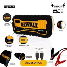 Arrancador Portatil  Dewalt 2500a Lithium Up To V8 + Usb