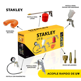 Kit Para Compresor De Aire Stanley Original 8 Piezas