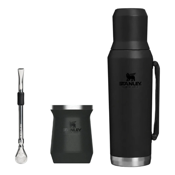 Combo Stanley Ideal Mate 1,2 Lts + Mate Y Bombilla Black Black