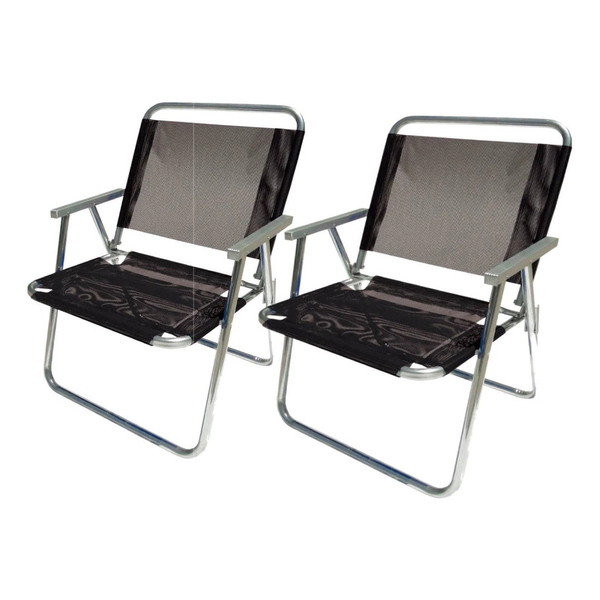 Combo Reposera X2 De Aluminio Botafogo 1 Posicion Negra