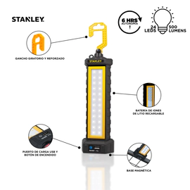 Barra Led Stanley 500 Lúmenes Recargable Y Cargador Usb