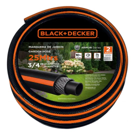 Manguera Riego Black + Decker 3/4 25m Reforzada Pvc Virgen Negro/naranja