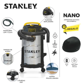 Aspiradora Stanley 19L 1300W Liquidos Sopladora + MiniAspiradora Nano Regalo