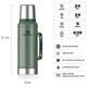 Termo Stanley Verde Clasico 950 Ml Con Manija Y Tapon Cebador