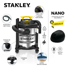 Aspiradora Stanley 23L1300W Liquidos Sopladora + MiniAspiradora Nano De Regalo