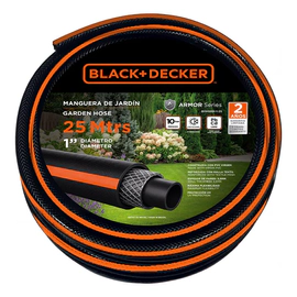 Manguera Riego Black + Decker 1 25m Reforzada Pvc Virgen Negro/naranja