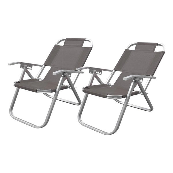 Combo Reposera X2 De Aluminio Botafogo 5 Posiciones Gris