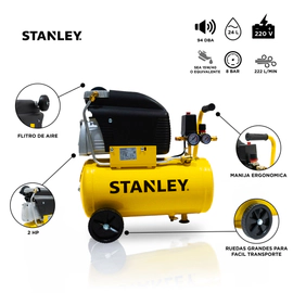 Compresor De Aire Stanley 24 Litros 2 Hp Fs