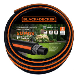 Manguera Riego Black + Decker 1 50m Reforzada Pvc Virgen Negro/naranja