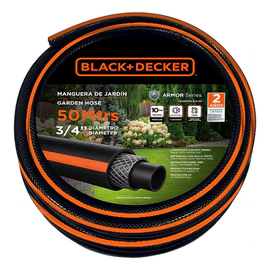 Manguera Riego Black+Decker 3/4 50m Reforzada PVC Virgen Naranja