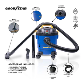 Aspiradora Sopladora Goodyear 10Lts 1000W Polvo Liquido